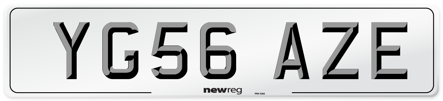 YG56 AZE Number Plate from New Reg